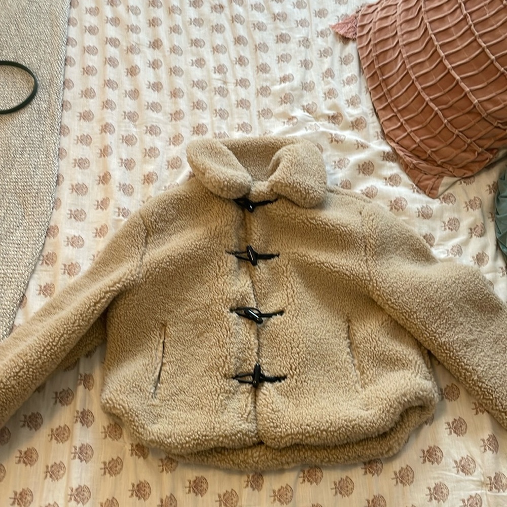 Zara beige teddy jacket